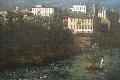 village of Canonica d'Adda, north of Milan, and in the center is the Villa Melzi, where Leonardo da Vinci visited his pupil Francesco Melzi. Poster Print by Bernardo Bellotto - Item # VARBLL058760781L