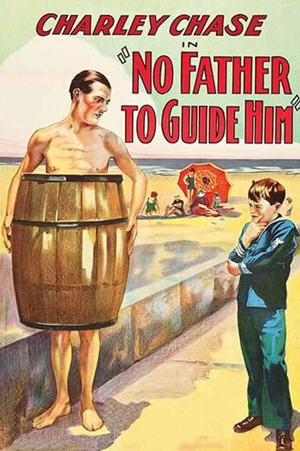 man in a barrel speaks to a young boy in a sailor costume at the beach Poster Print by Unknown - Item # VARBLL058762574L