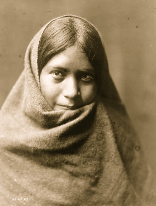 head-and-shoulders portrait of a Maricopa woman, wrapped in a blanket. Poster Print - Item # VARBLL058746940L