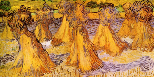 Field with Stacks of Wheat Poster Print
