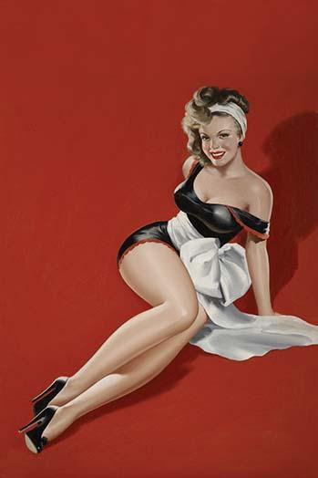 Beautiful Girl in High Heels & one piece suit sits on the flow wearing a large sash Poster Print by Peter Driben - Item # VARBLL0587285885