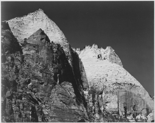 Rock formation against dark sky "Zion National Park 1941" Utah. 1941 Poster Print by Ansel Adams - Item # VARBLL058740146x