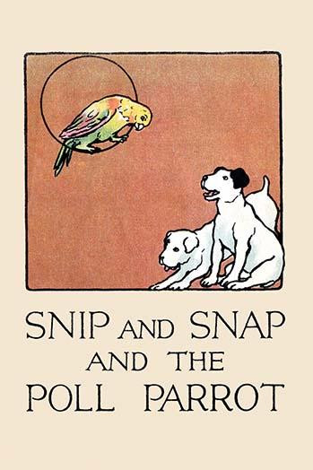 A book cover with a parrot and two dogs.  An illustration from a series of children's books which came free with the Public Ledger newspaper. Poster Print by Julia Dyar Hardy - Item # VARBLL0587272724