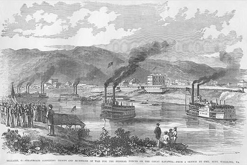 Steamboats transport troops & Munitions on the Great Kanawha River Poster Print by Frank  Leslie - Item # VARBLL0587325976