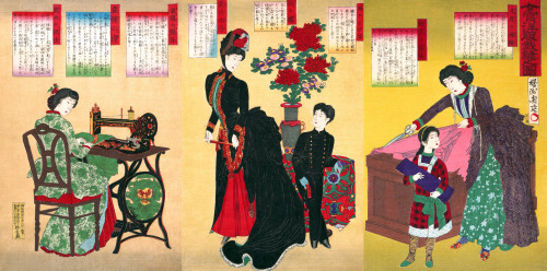 Court Ladies sewing western dress Poster Print by Chikanobu - Item # VARBLL0587650788