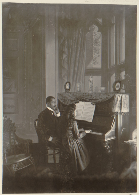 African American man giving piano lesson to young African American woman Poster Print - Item # VARBLL0587632410