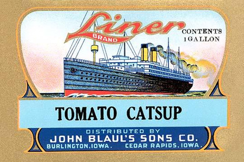 A label for a bottle of ketchup featuring a cruise ship. Poster Print by unknown - Item # VARBLL058731771x