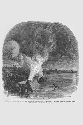 Siege of Island #10 on the Mississippi - Mortar Boat Bombardment Poster Print by Frank  Leslie - Item # VARBLL0587325186