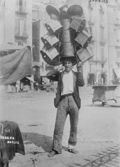 Tin Product Peddler on the Streets of Naples, Italy Poster Print - Item # VARBLL058746523L
