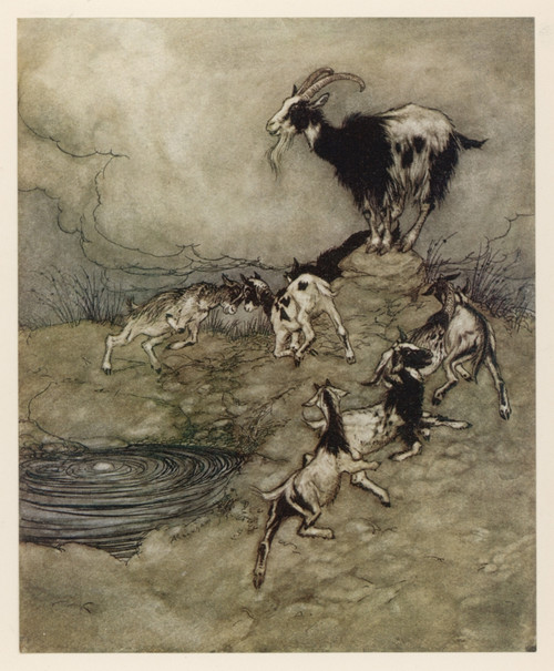 Wolf And Seven Kids Poster Print By Mary Evans Picture Library/Arthur Rackham - Item # VARMEL10134291
