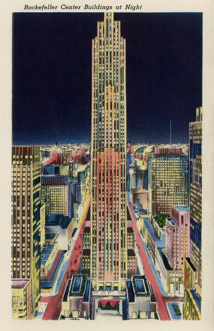 Rockefeller City Building At Night  New York City  Usa Poster Print By Mary Evans / Pharcide - Item # VARMEL11111373