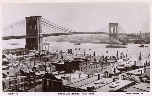 New York  Usa - Brooklyn Bridge Over The East River Poster Print By Mary Evans / Grenville Collins Postcard Collection - Item # VARMEL10824050