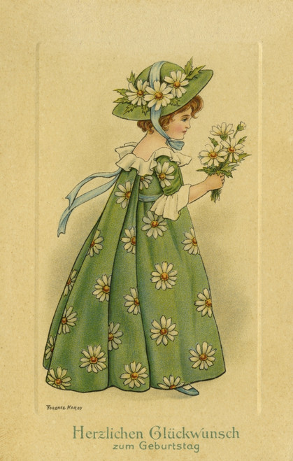 Girl With Daisies Poster Print By Mary Evans Picture Library/Peter & Dawn Cope Collection - Item # VARMEL11066235