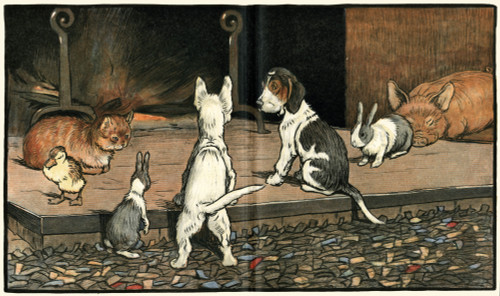 Forager The Puppy Joins The Other Animals By The Fire Poster Print By Mary Evans Picture Library - Item # VARMEL10644937