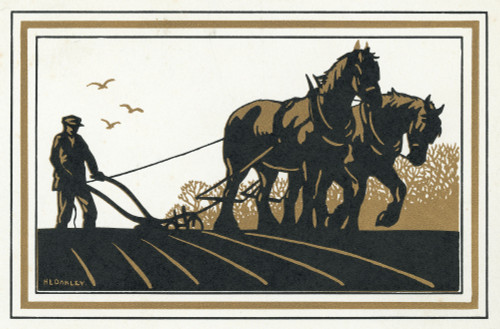 Silhouette Of Ploughing Scene Poster Print By ®H L Oakley / Mary Evans - Item # VARMEL10504032