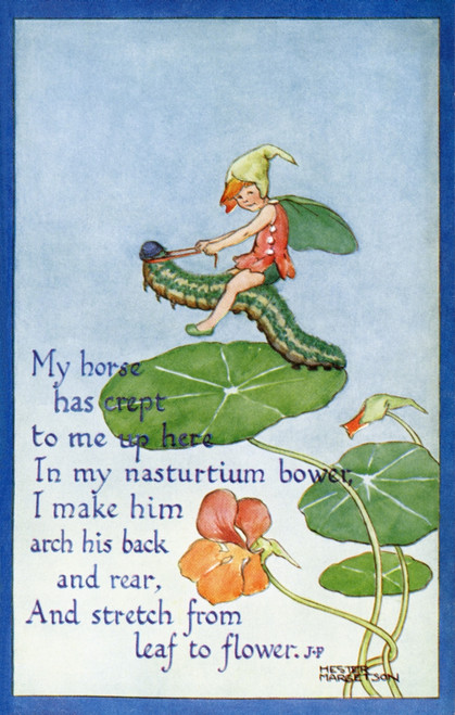 Fairy On A Caterpillar Poster Print By Mary Evans Picture Library/Peter & Dawn Cope Collection - Item # VARMEL10981990