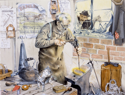 Blacksmith At Work In His Forge Poster Print By Malcolm Greensmith ® Adrian Bradbury/Mary Evans - Item # VARMEL10265202