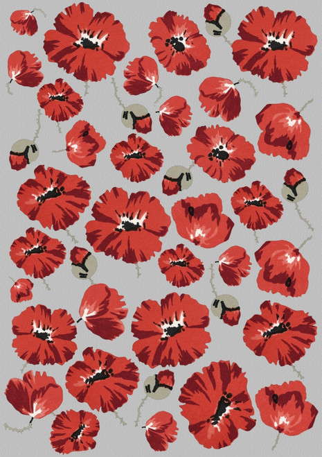 Repeating Pattern - Poppies - Grey Background Poster Print By ® Mary Evans Picture Library - Item # VARMEL11094357