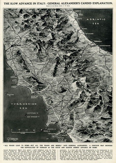 Wartime Map Of Italy By G. H. Davis Poster Print By ® Illustrated London News Ltd/Mary Evans - Item # VARMEL10651998