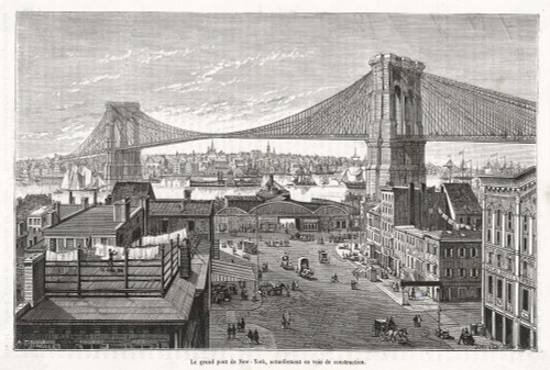 New York/Brooklyn Bridge Poster Print By Mary Evans Picture Library - Item # VARMEL10068521 New York/Brooklyn Bridge Poster Print By Mary Evans Picture Library - Item # VARMEL10068521