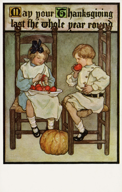 Boy & Girl At Thanksgiving Poster Print By Mary Evans Picture Library / Peter & Dawn Cope Collection - Item # VARMEL10903970