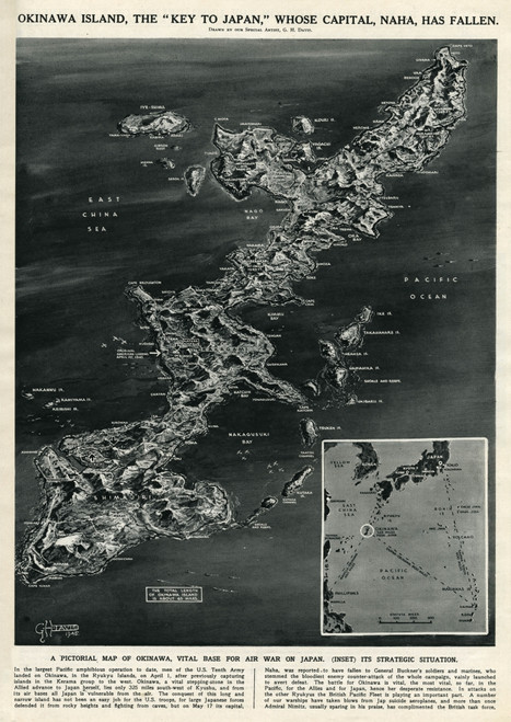 Map Of Okinawa Island By G. H. Davis Poster Print By ® Illustrated London News Ltd/Mary Evans - Item # VARMEL10653200