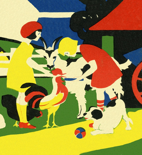 Art Deco Style Children With Farmyard Animals Poster Print By Mary Evans Picture Library/Peter & Dawn Cope Collection - Item # VARMEL10514359