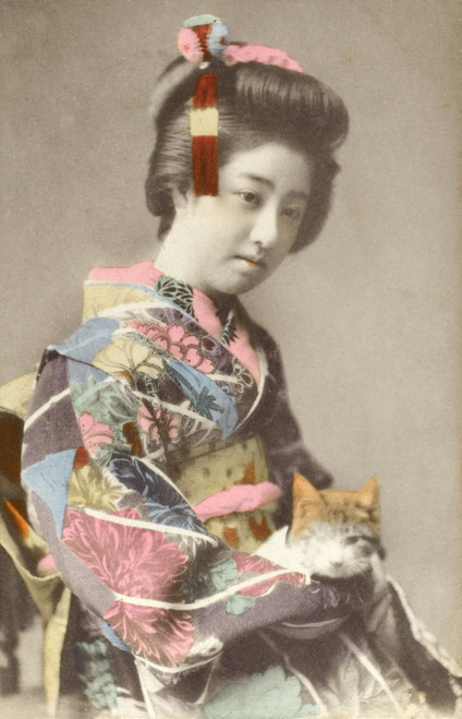 Japan - Geisha Girl With Cat Poster Print By Mary Evans / Grenville Collins Postcard Collection - Item # VARMEL10425655