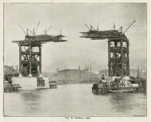Tower Bridge Under Construction  March 1892 Poster Print By The Institution Of Mechanical Engineers/Mary Evans - Item # VARMEL10699840