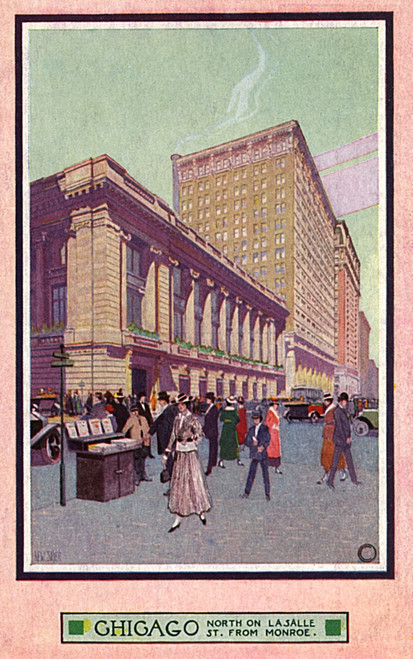 Chicago - Looking North On Lasalle Street From Monroe Poster Print By Mary Evans / Grenville Collins Postcard Collection - Item # VARMEL10699219