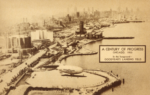 Goodyear Blimp Landing Field - Chicago  Usa Poster Print By Mary Evans / Grenville Collins Postcard Collection - Item # VARMEL10555204