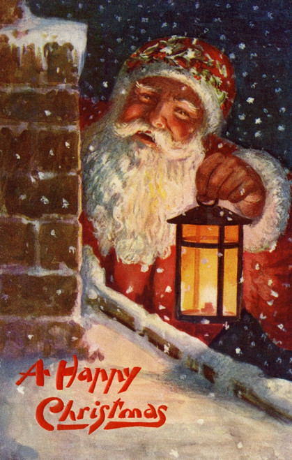 Santa Claus On The Chimney Poster Print By Mary Evans Picture Library/Peter & Dawn Cope Collection - Item # VARMEL10804433