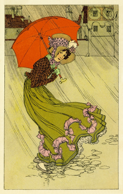 Woman With Red Umbrella Poster Print By Mary Evans Picture Library/Peter & Dawn Cope Collection - Item # VARMEL11045370