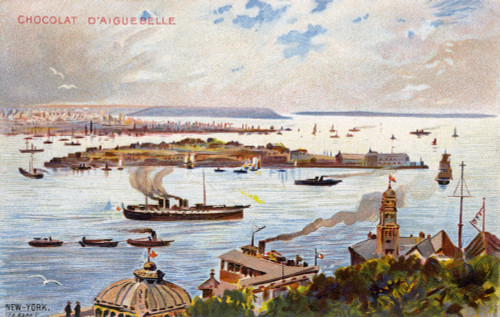 French Artist Impression Of New York Over Hudson River Poster Print By Mary Evans / Pharcide - Item # VARMEL11111323