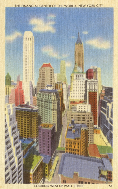Looking West Up Wall Street - New York  Usa Poster Print By Mary Evans / Grenville Collins Postcard Collection - Item # VARMEL10555236