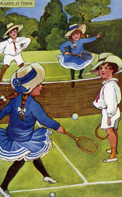 Edwardian Children Playing Tennis Poster Print By Mary Evans Picture Library/Peter & Dawn Cope Collection - Item # VARMEL10543096