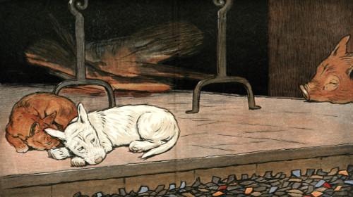 Rags The Puppy Joins Cat And Piglet By The Fire Poster Print By Mary Evans Picture Library - Item # VARMEL10644903