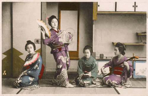 Japan - Women Dancing And Playing Musical Instruments Poster Print By Mary Evans / Grenville Collins Postcard Collection - Item # VARMEL10956931