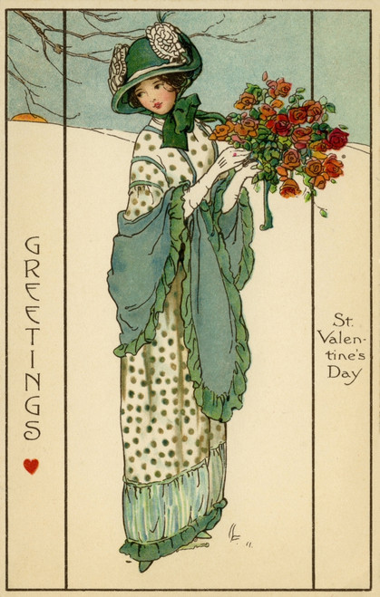 Elegant Lady Valentine Card Poster Print By Mary Evans Picture Library/Peter & Dawn Cope Collection - Item # VARMEL10554451