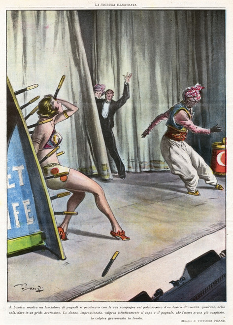 Knife-Thrower Accident Poster Print By Mary Evans Picture Library - Item # VARMEL10113123 Knife-Thrower Accident Poster Print By Mary Evans Picture Library - Item # VARMEL10113123