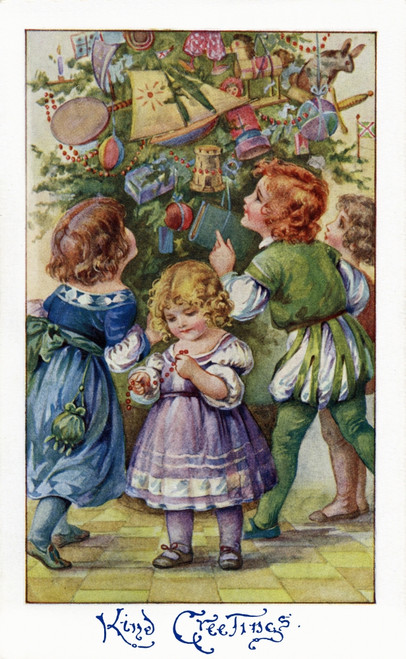 Dancing Around The Xmas Tree Poster Print By Mary Evans Picture Library/Peter & Dawn Cope Collection - Item # VARMEL11045383