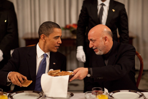 President Obama Talks With Afghan President Hamid Karzai During Dinner At The Presidential Palace In Kabul Afghanistan March 28 2010. History - Item # VAREVCHISL026EC203 President Obama Talks With Afghan President Hamid Karzai During Dinner At The Presidential Palace In Kabul Afghanistan March 28 2010. History - Item # VAREVCHISL026EC203