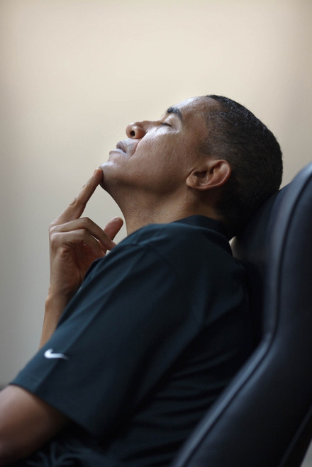 President Barack Obama During A Conference Call In The Situation Room On The Middle East Negotiations On Saturday Sept. 25 2010. History - Item # VAREVCHISL025EC124