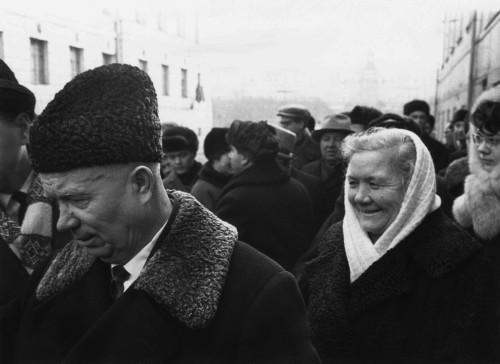 Retired Premier Nikita Khrushchev And His Wife At A Municipal Election Polling Station. Moscow History - Item # VAREVCCSUB001CS553