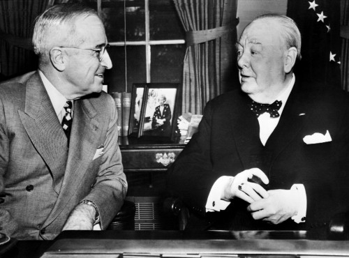 President Harry Truman And Prime Minister Winston Churchill In Their Final Conference At The White House History - Item # VAREVCPBDWICHCS009