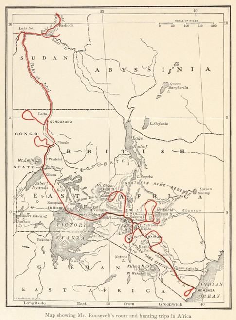Map Of The Route Of The Smithsonian-Roosevelt African Expedition History - Item # VAREVCHISL045EC182