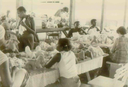 Woman Making Stuffed Animals At The People'S Temple Agricultural Project. Jonestown History - Item # VAREVCHISL034EC378