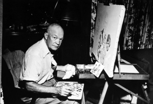 Dwight D. Eisenhower Painting At Getty'S Home. 1949. History - Item # VAREVCPBDDWEIEC012
