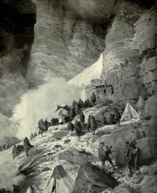 World War 1 In The Italian And Austria Alps. Mass Celebrated On An Alpine Mountain Side Near An Italian Army Camp. Ca. 1915-16. History - Item # VAREVCHISL044EC015