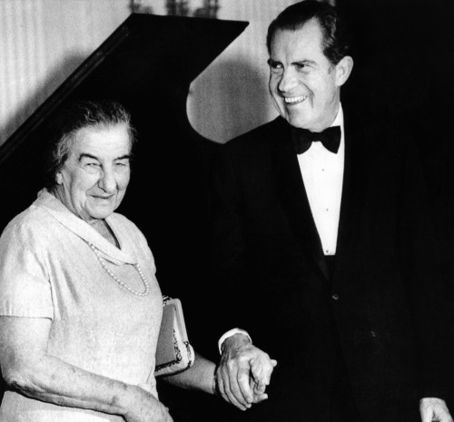 President Richard Nixon And Israeli Prime Minister Golda Meir Hold Hands Following A White House Dinner. March 1 History - Item # VAREVCCSUA000CS552